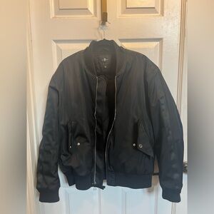 7 For All Mankind Black Bomber Jacket Zip Up